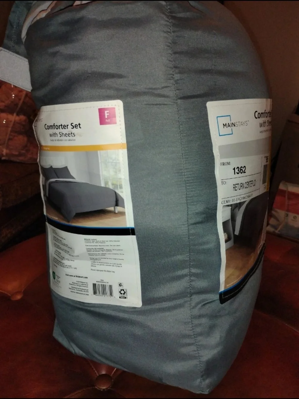 ( New ) Mainstays Gray Comforter Set with Sheets - Full/Queen Look
